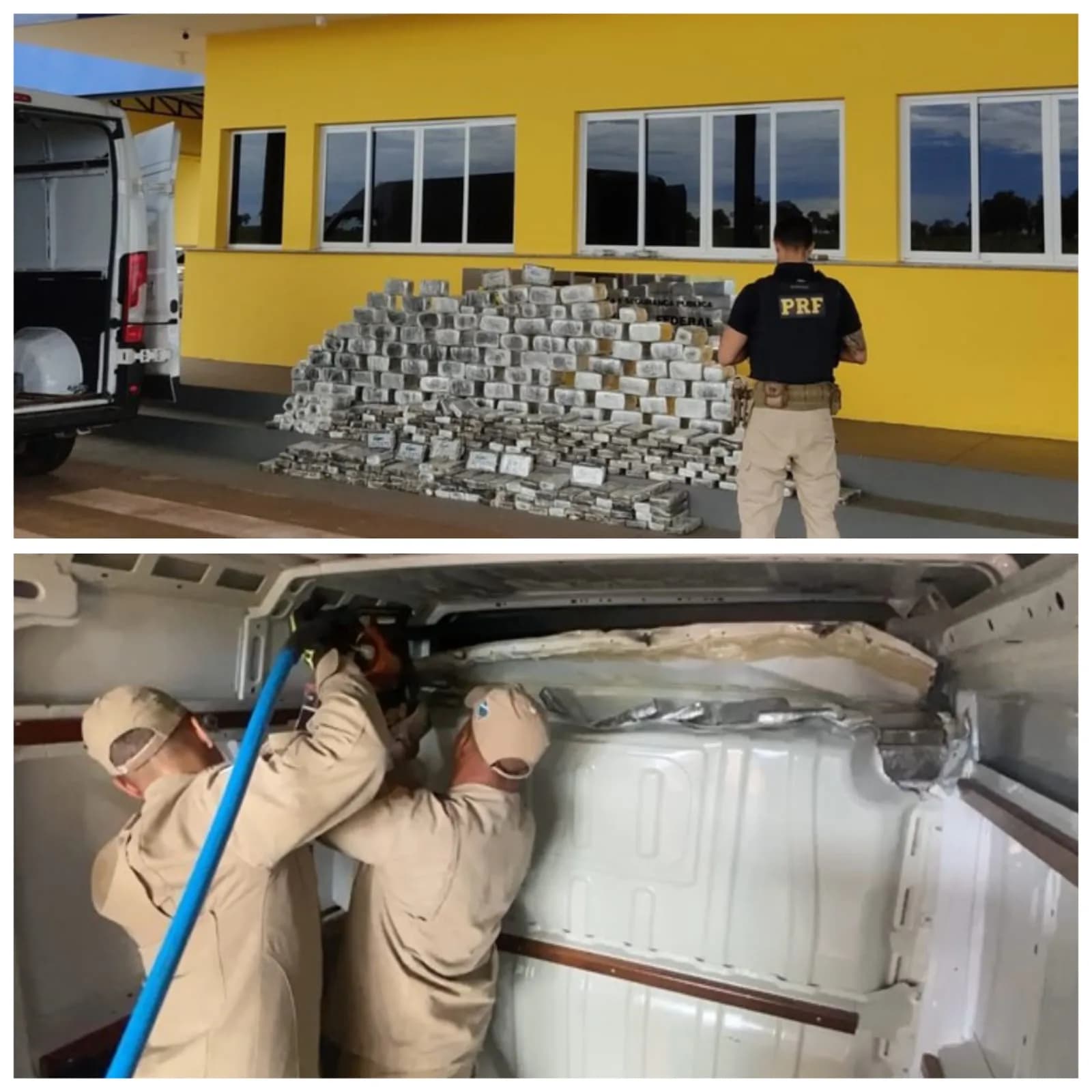 Fundo falso: PRF apreende 657 Kg de cocaína em van no Mato Grosso do Sul