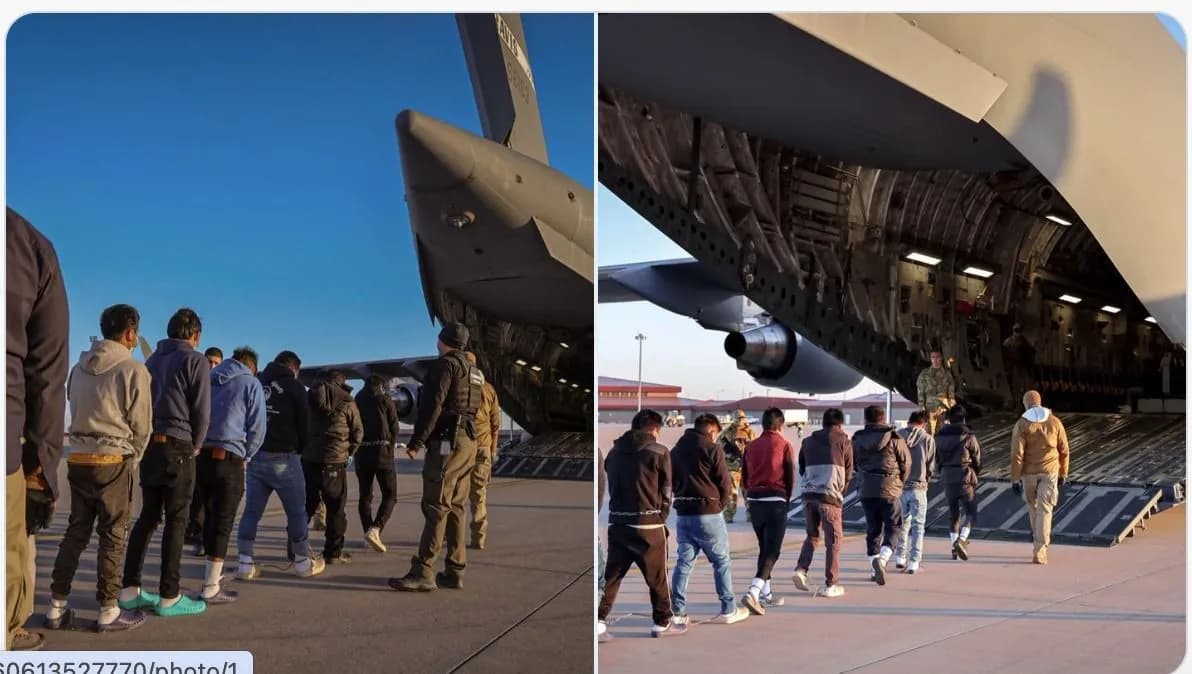 Trump inicia deportação de imigrantes dos EUA usando aviões militares, diz secretária