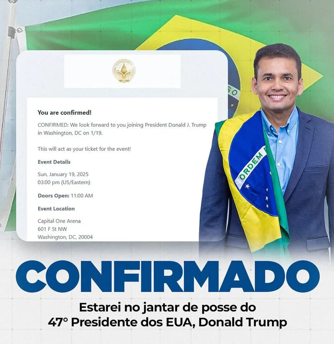 Vereador de Manaus é convidado para jantar de posse do presidente americano Donald Trump