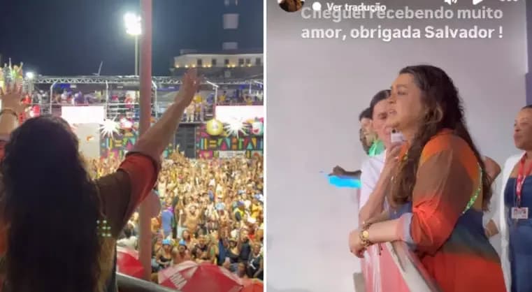 Preta Gil é ovacionada ao aparecer no carnaval de Salvador