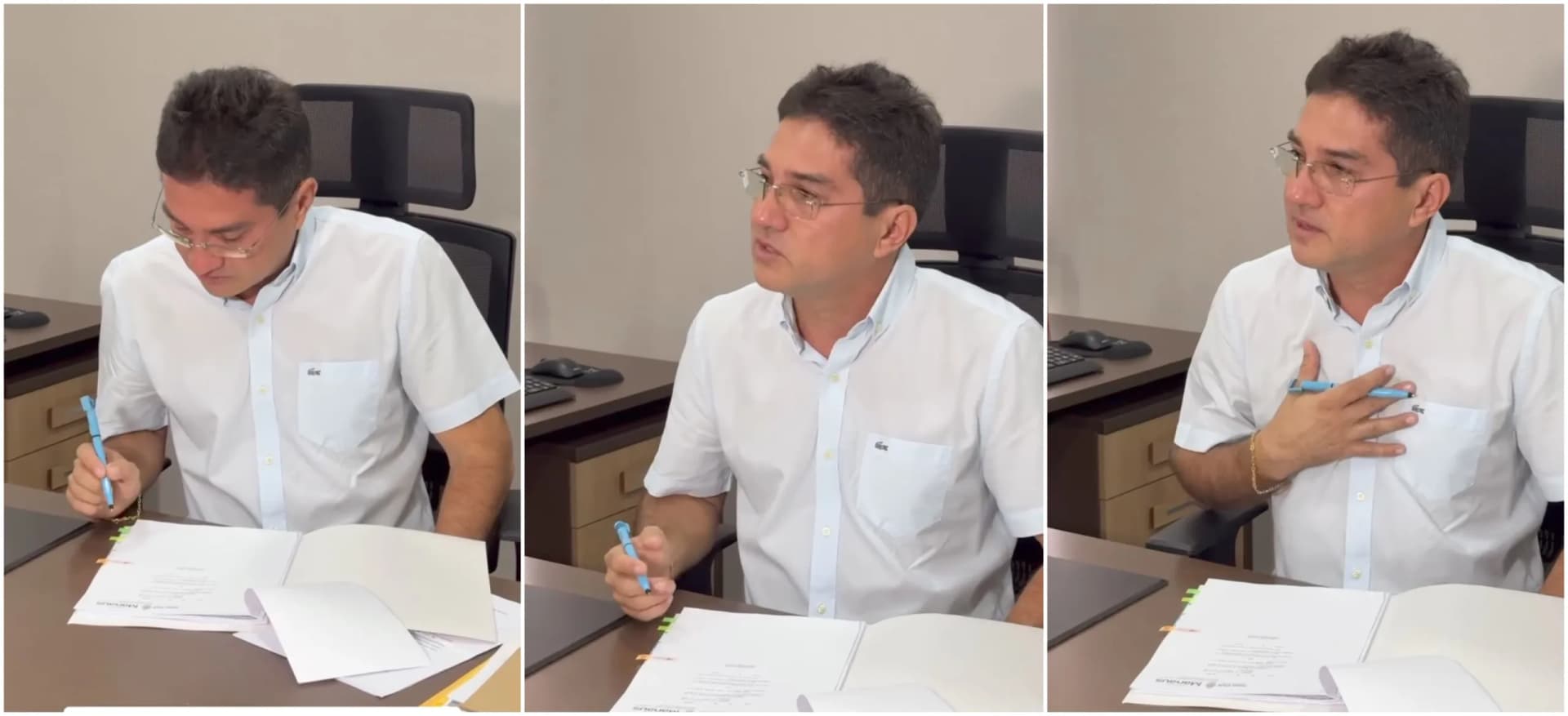 Jander Lobato se emociona em primeira assinatura como Prefeito interino de Manaus