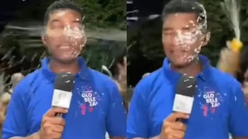 VÍDEO: Repórter de afiliada da Globo leva spray de espuma no rosto e é roubado ao vivo