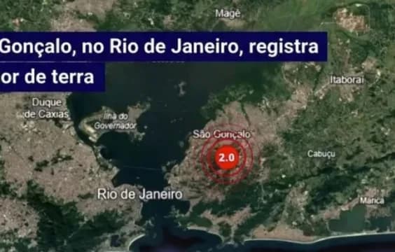 Tremor de baixa magnitude é registrado em São Gonçalo no RJ