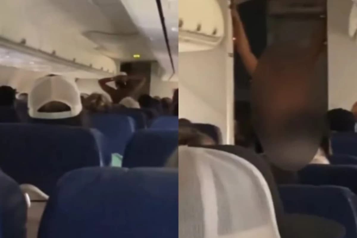 VÍDEO: Passageira fica nua em avião e faz exigência à tripulação