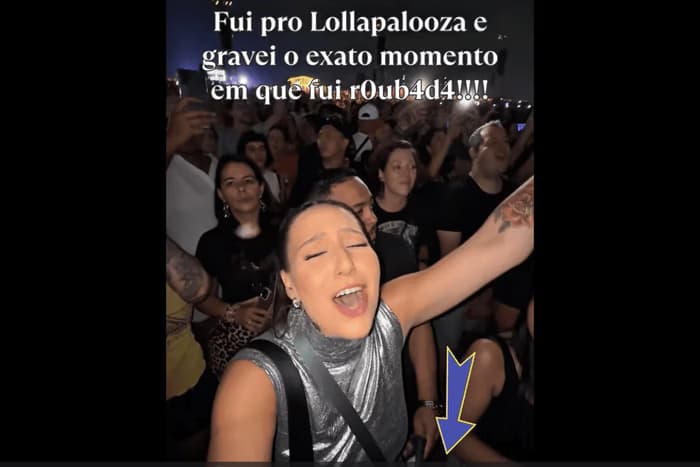 VÍDEO: Influencer grava momento em que é furtada no Lollapalooza, em São Paulo