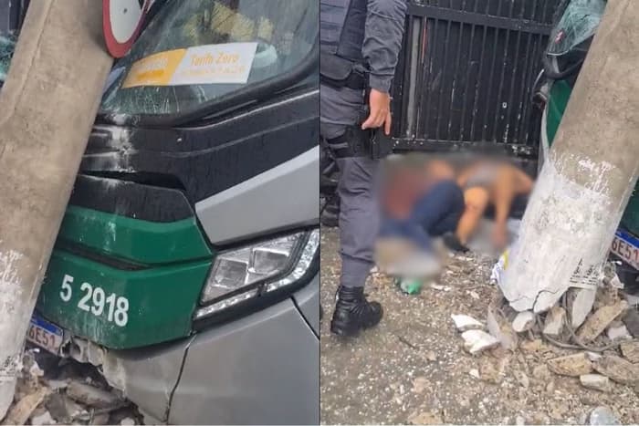 VÍDEO: Ônibus descontrolado atropela pessoas em ponto e 2 pessoas ficam feridas em São Paulo