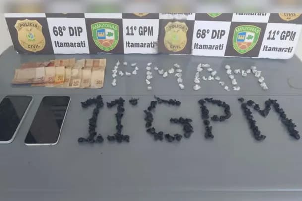 Em Itamarati, homem é preso com mais de 130 trouxinhas de drogas e punhal