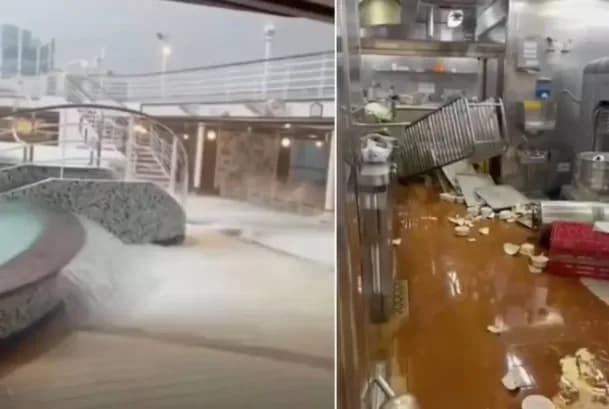 Vídeo: Cruzeiro se inclina com rajadas de ventos e 16 pessoas ficam feridas