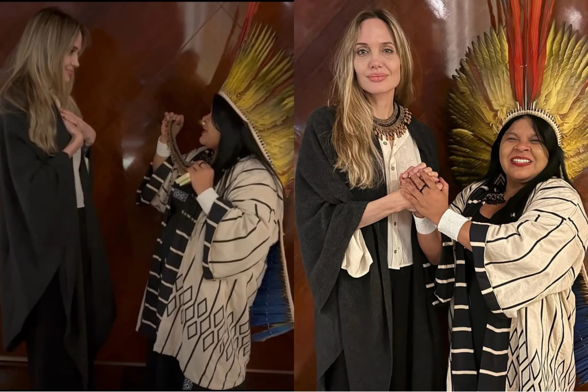 Em visita ao Brasil, Angelina Jolie encontra ministra Sonia Guajajara para discutir direitos indígenas