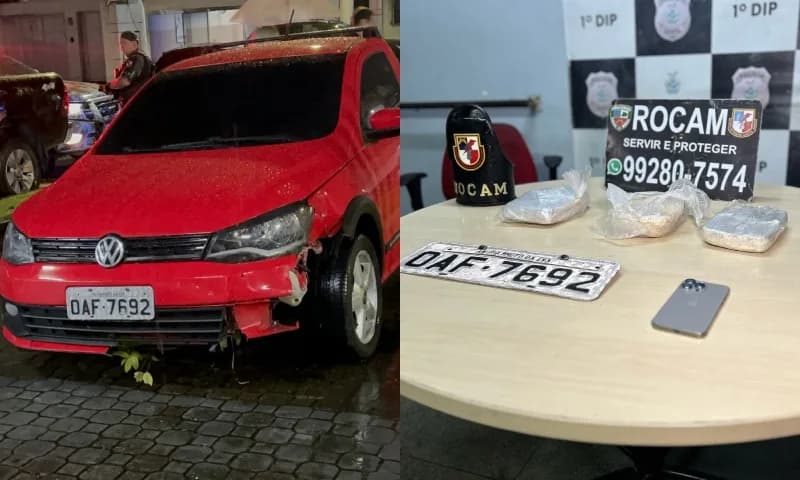 ROCAM apreende drogas e veículo abandonado após perseguição no Japiim