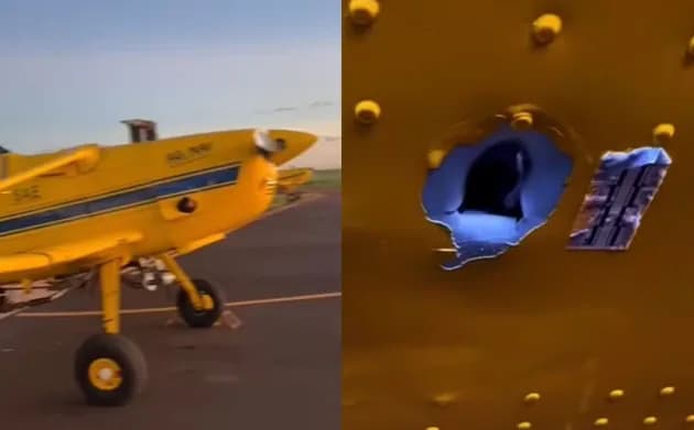 Avião agrícola é alvejado durante voo em zona rural de Goiás; suspeito é preso com munições