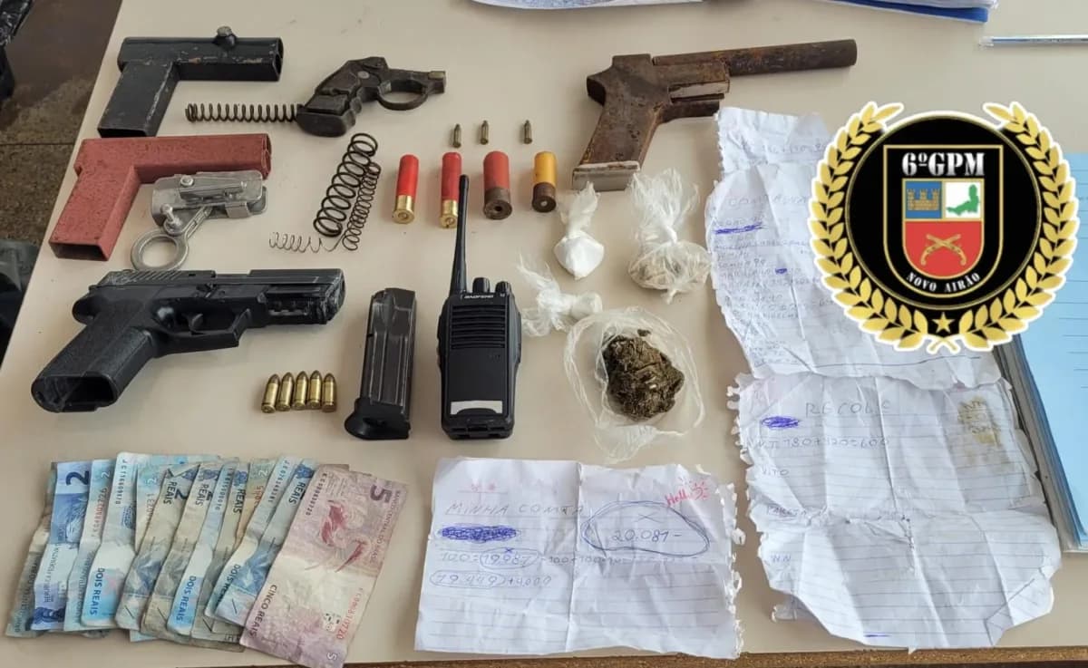 Homem é preso com pistola e drogas durante patrulhamento em Novo Airão, no Amazonas