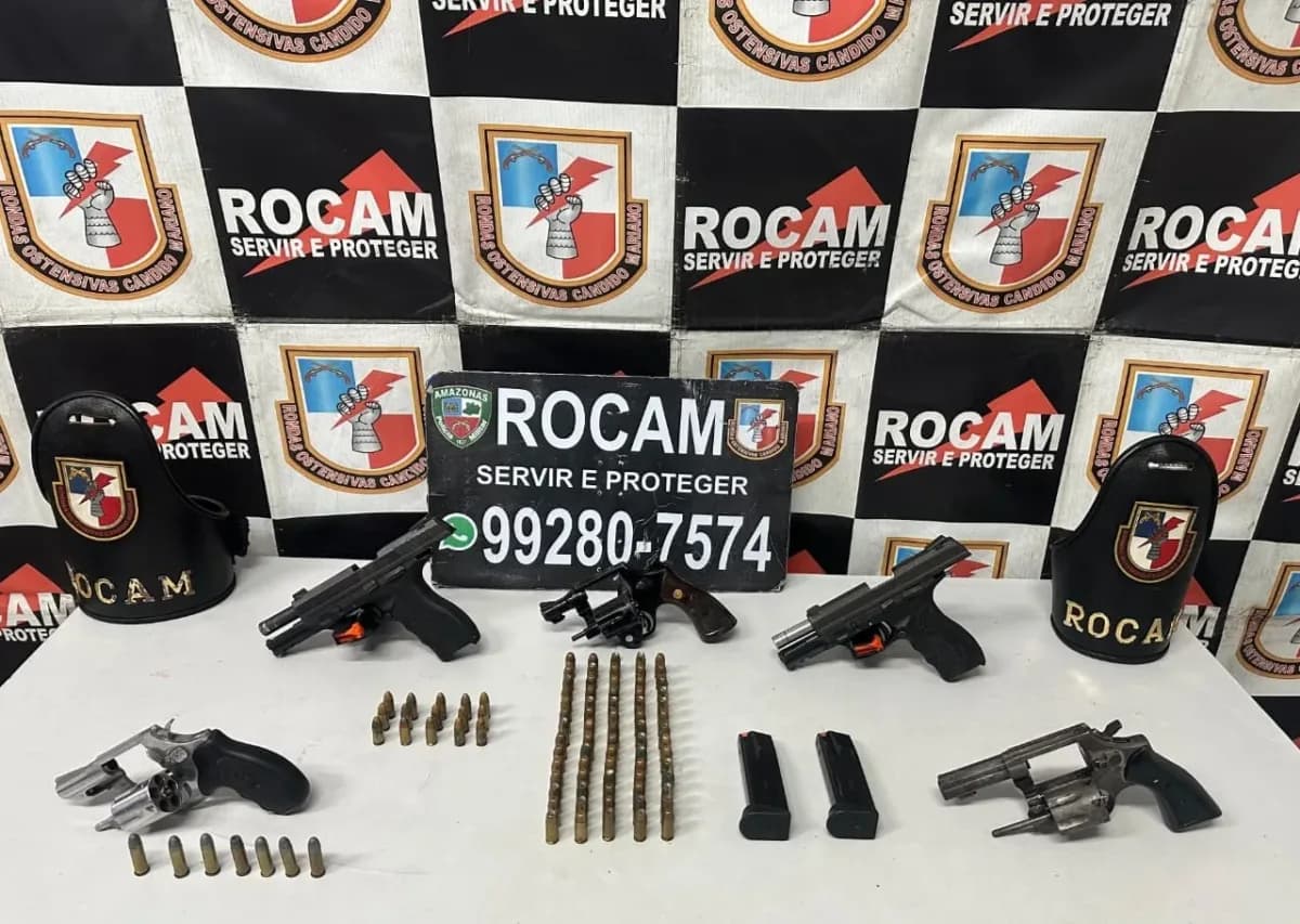 Dois homens são presos com 5 armas e mais de 90 munições em Manaus