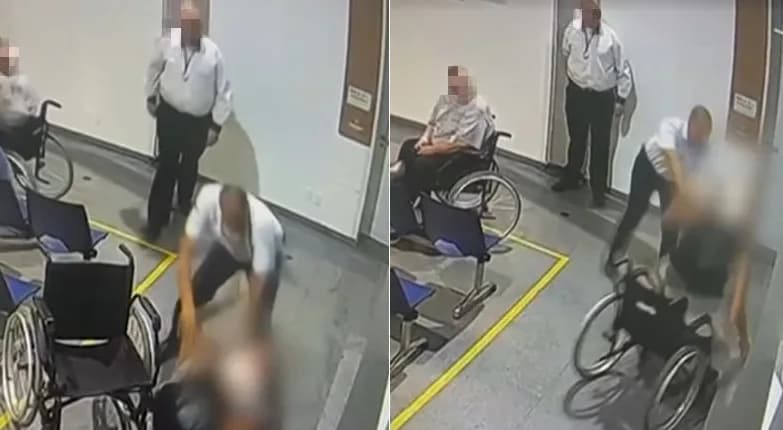 VÍDEO: Segurança de hospital dá chutes e empurrões em paciente cadeirante em São Paulo