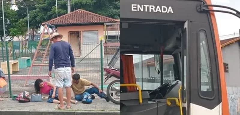 VÍDEO: Duas pessoas ficam feridas em acidente entre moto e ônibus no Parque 10, em Manaus