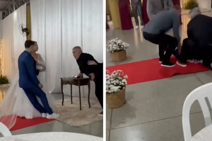 VÍDEO: noivo desmaia no altar em SC e cena viraliza nas redes sociais