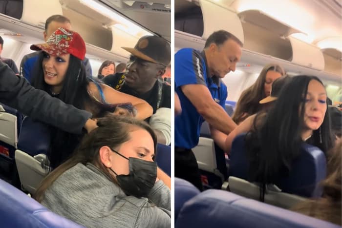 VÍDEO: Americana xinga, puxa cabelo e cospe em brasileira dentro de avião nos EUA: “P*ta@ g@rda”