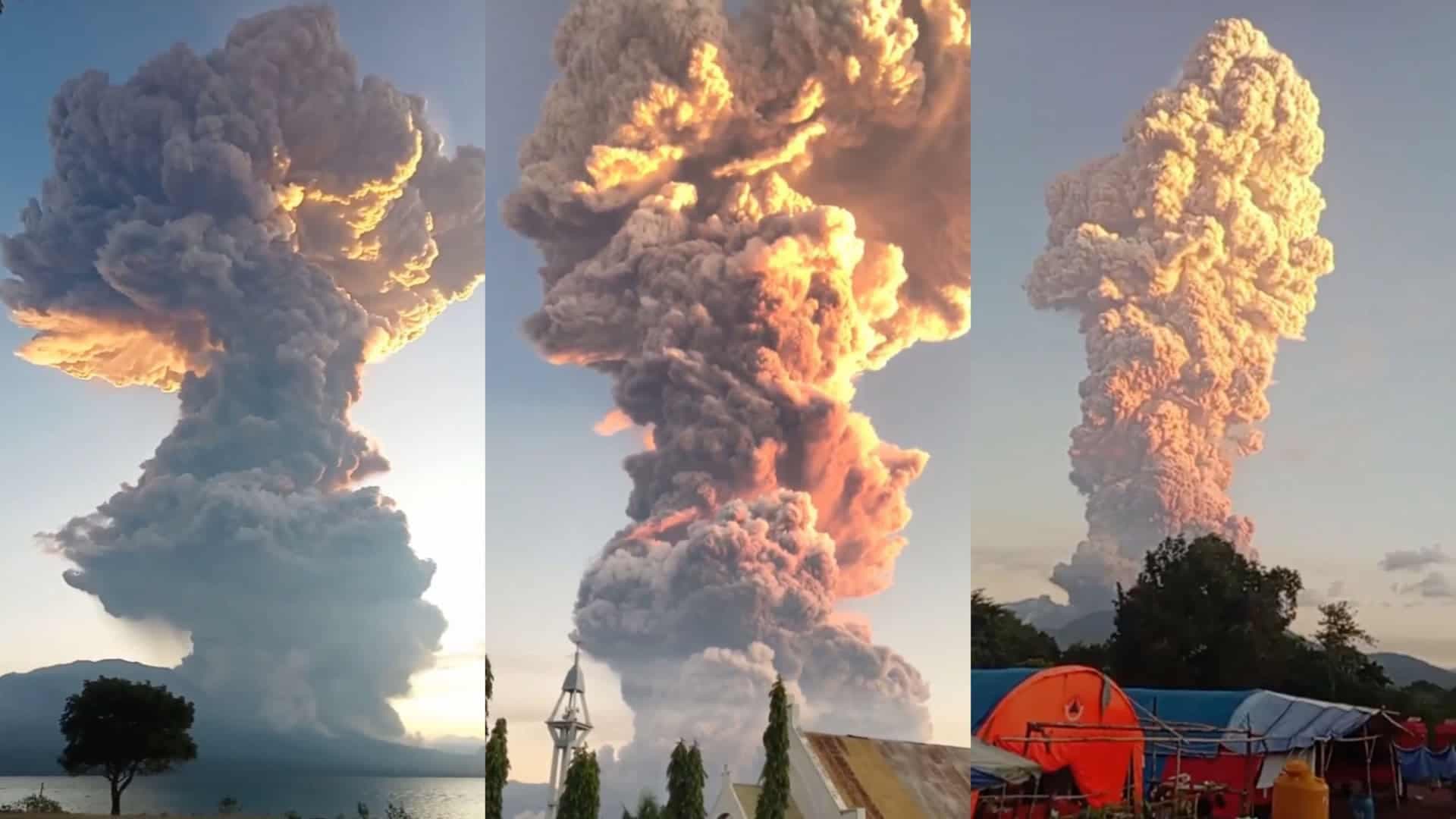 VÍDEO: vulcão entra erupção na Indonésia e lança nuvem cor-de-rosa gigante