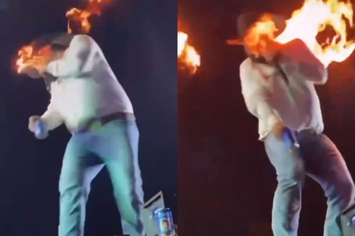 VÍDEO: sertanejo Léo fica ferido ao ter rosto atingido por fogo durante show