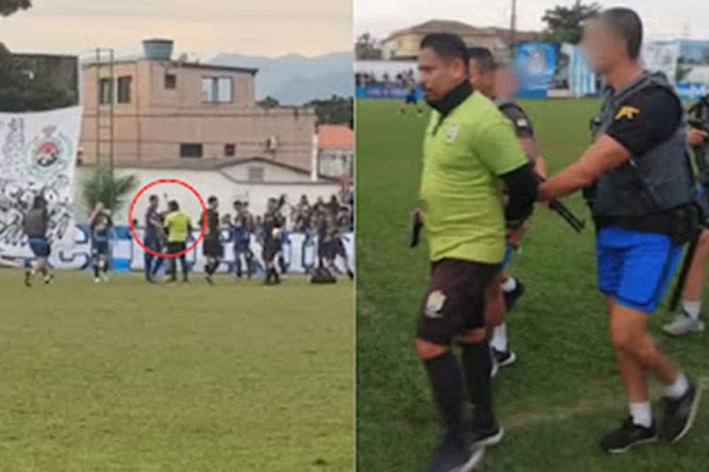 Árbitro é preso durante final de futebol amador no Guarujá, em São Paulo