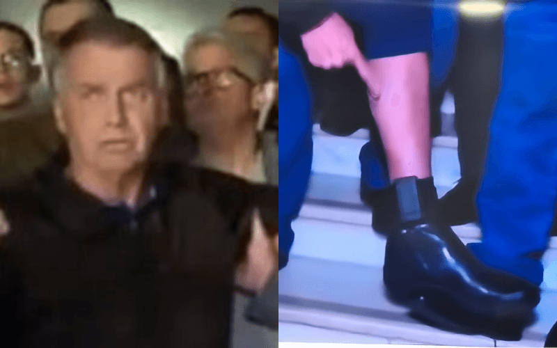 Bolsonaro mostra tornozeleira eletrônica à imprensa; veja vídeo