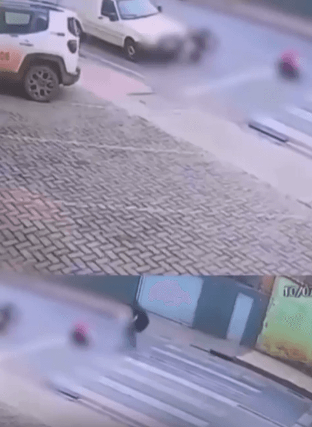 VÍDEO: Pai agride motociclista após atropelamento do filho de 8 anos em faixa de pedestres em MG