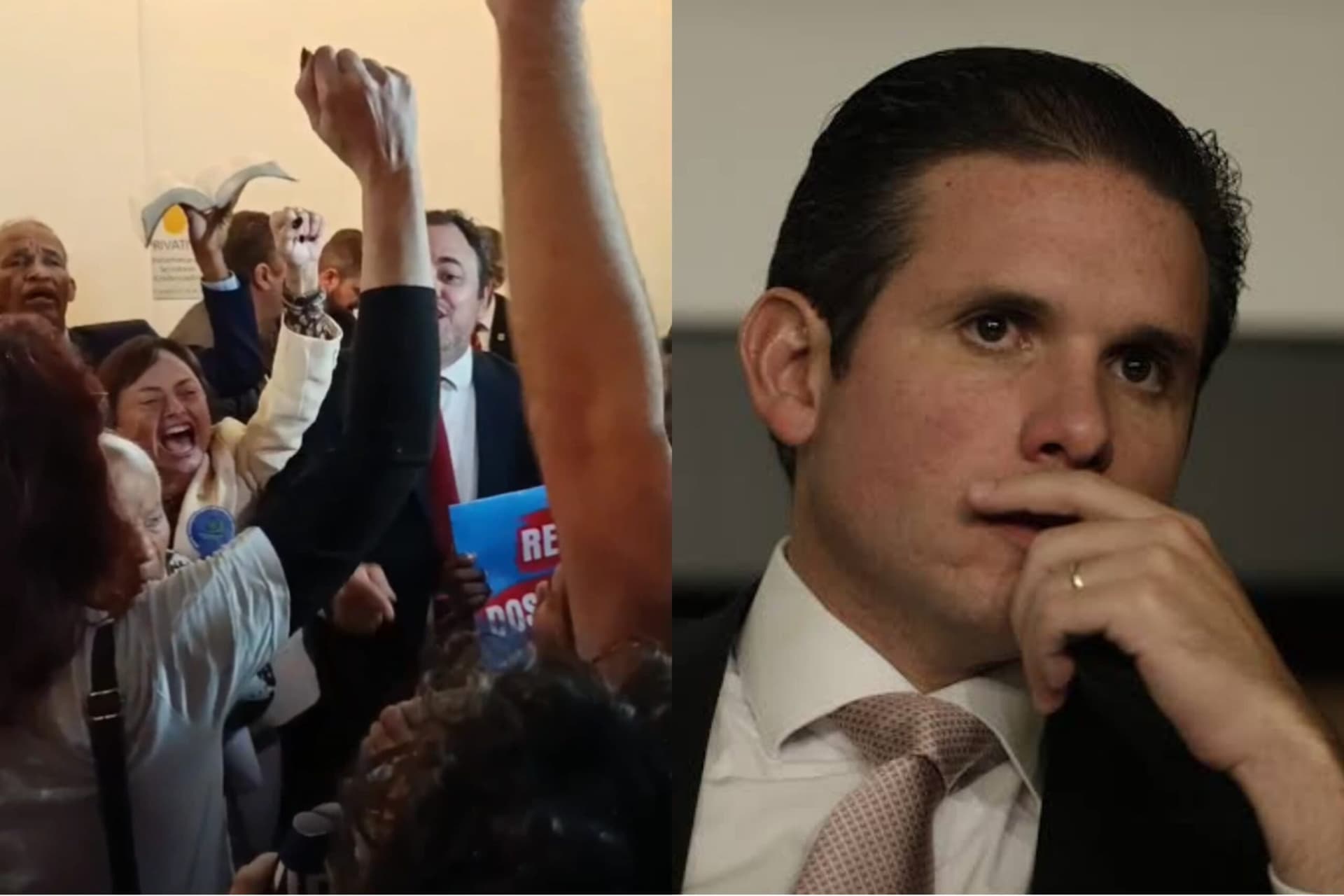 VÍDEO: Em protesto, manifestantes tentam invadir gabinete de Hugo Motta na Câmara