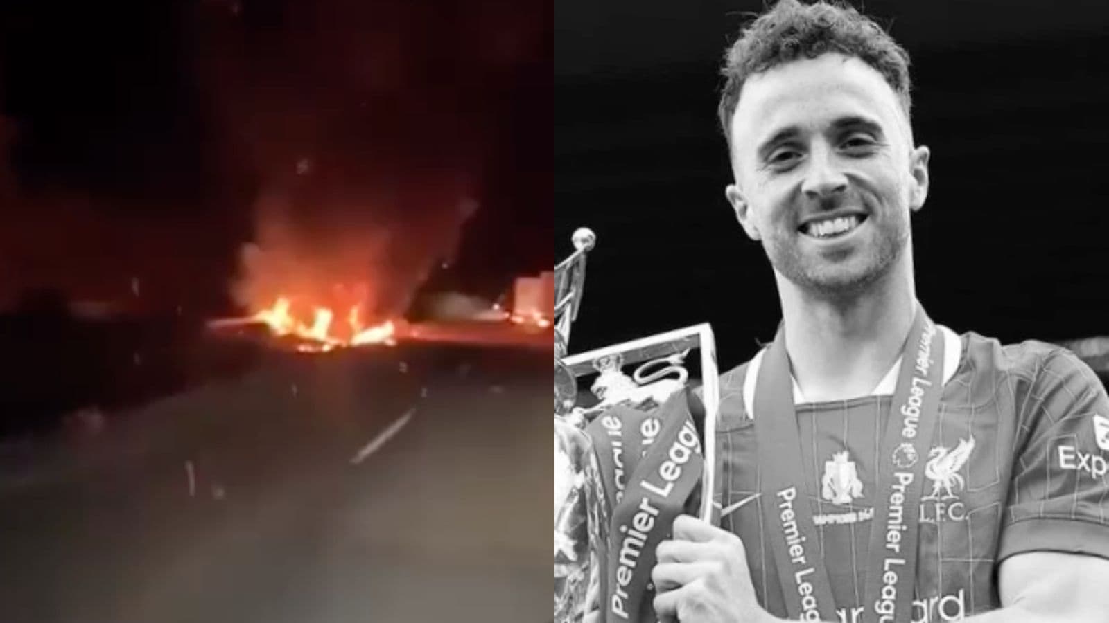 Vídeo mostra carro do jogador Diogo Jota em chamas após acidente na Espanha; veja