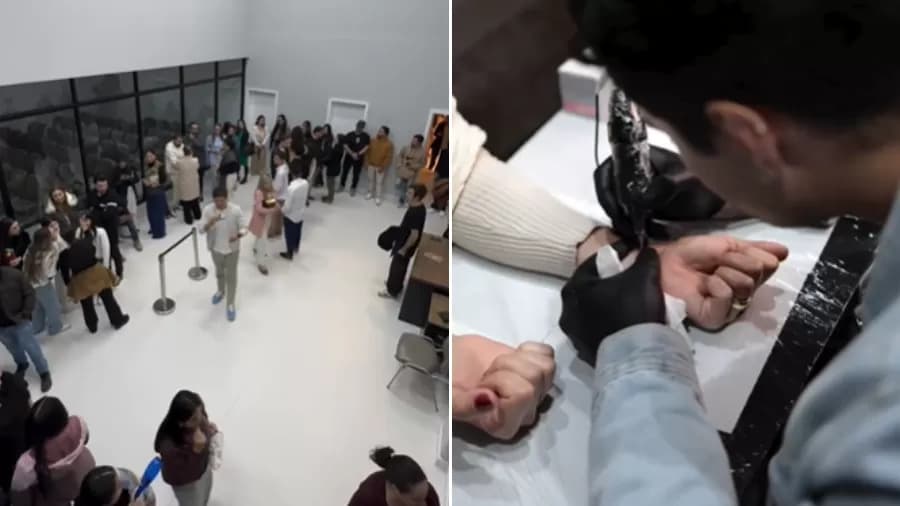 Igreja em SC causa polêmica nas redes ao fazer sessão de tatuagem coletiva em fiéis