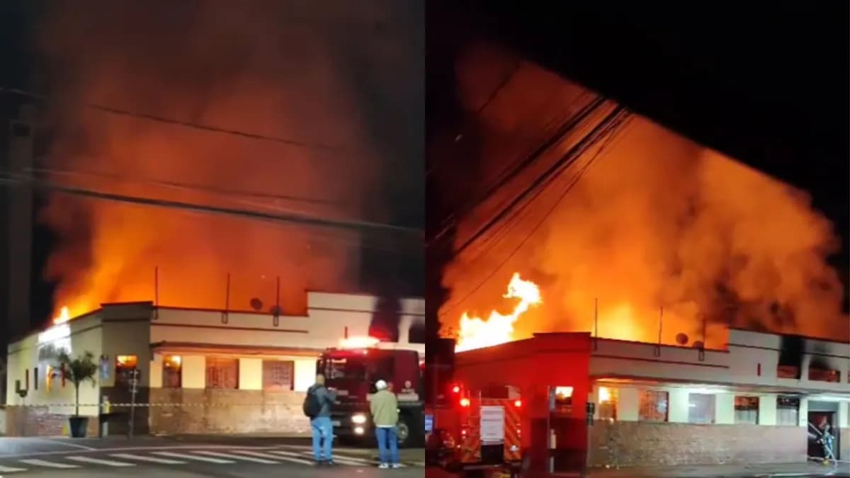 VÍDEO: Incêndio de grandes proporções atinge Mercado Municipal de Piracicaba em São Paulo e parte do teto desaba