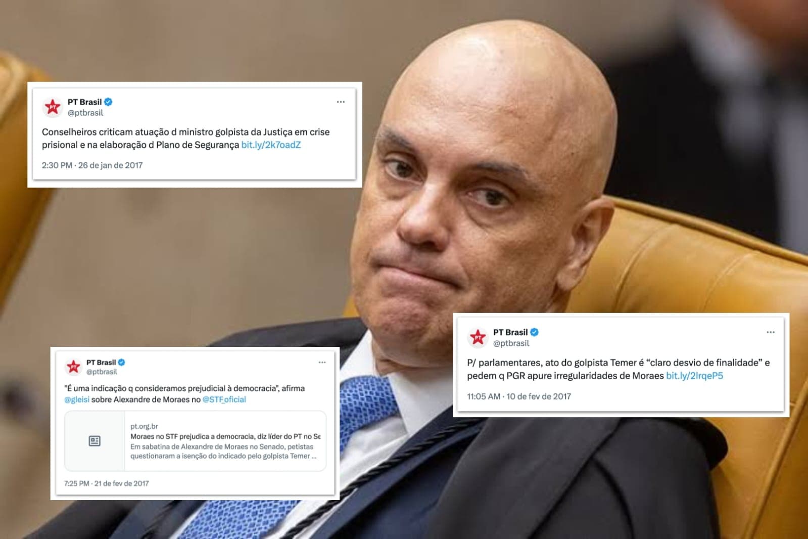 Oposição resgata críticas do PT a Alexandre de Moraes em 2017: “Ministro golpista”