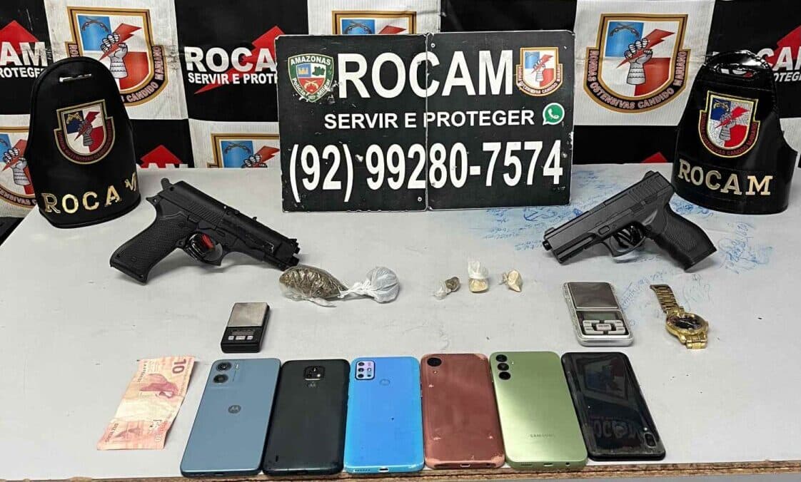 Suspeitos são presos por roubo e tráfico de drogas após fuga para dentro de bar em Manaus