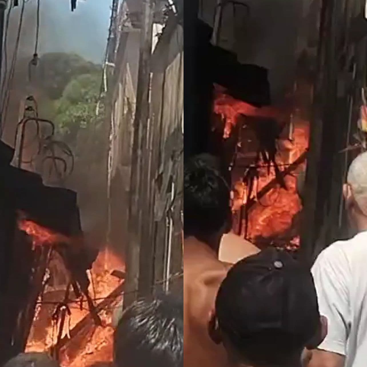 VÍDEOS: Incêndio atinge casas no Morro da Liberdade em Manaus