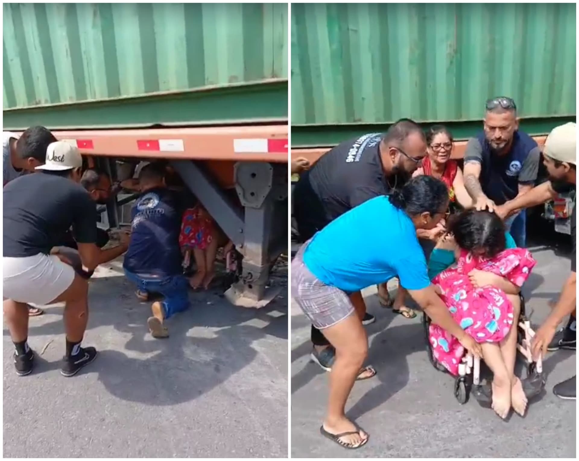 VÍDEO: Cadeirante fica presa debaixo de contêiner após carreta desgovernada invadir casa em Manaus