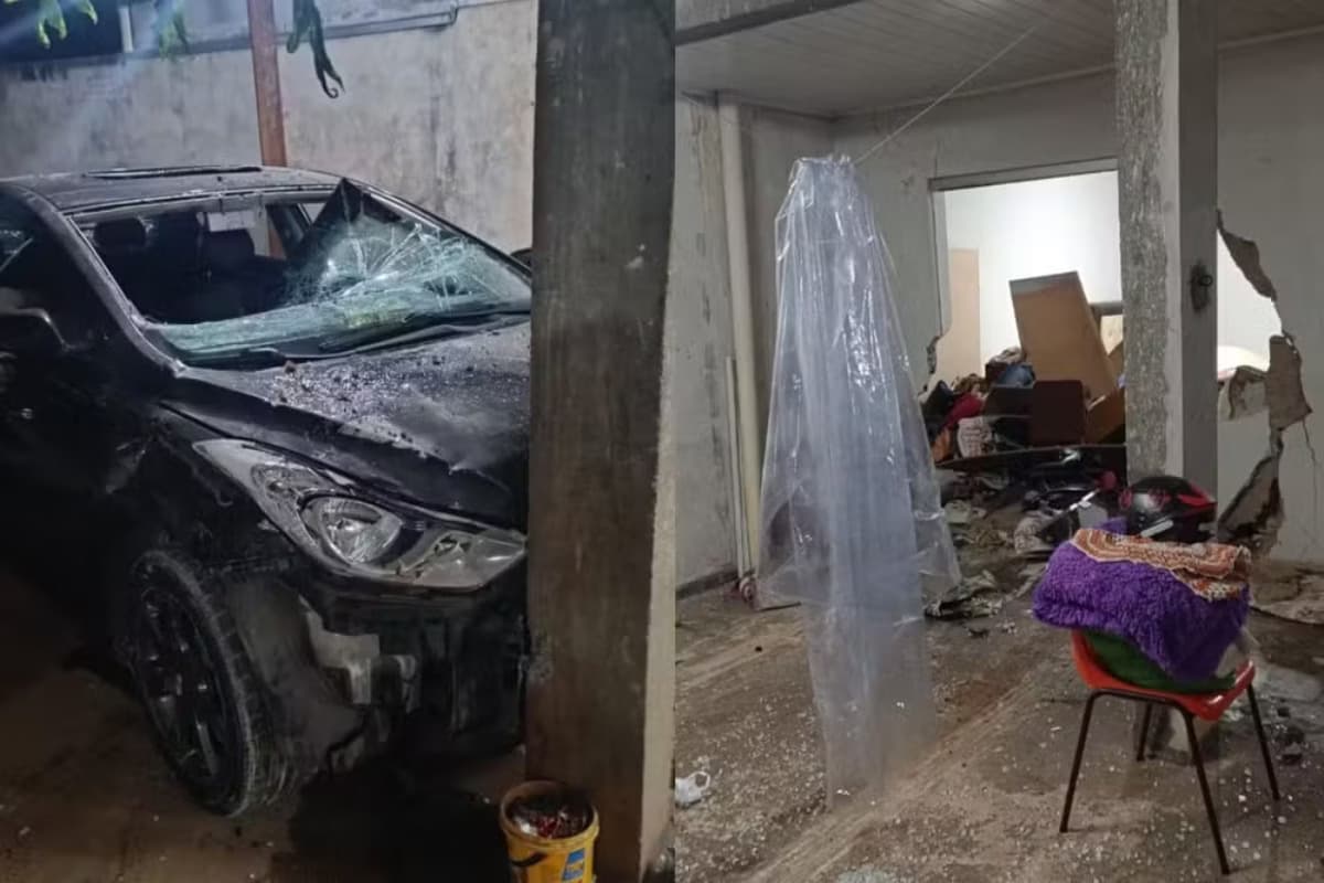 Esposa nega sexo e marido revoltado bate carro contra a própria casa, no Paraná