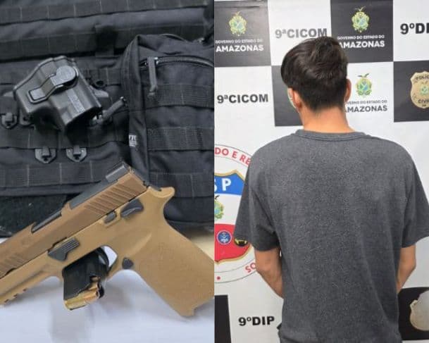 Homem é preso com pistola furtada em estacionamento de supermercado na zona Norte de Manaus