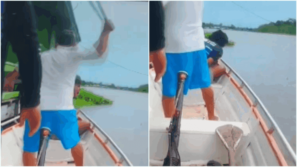 VÍDEO: Suspeito de roubo é amarrado e agredido com terçado em barco no Amazonas
