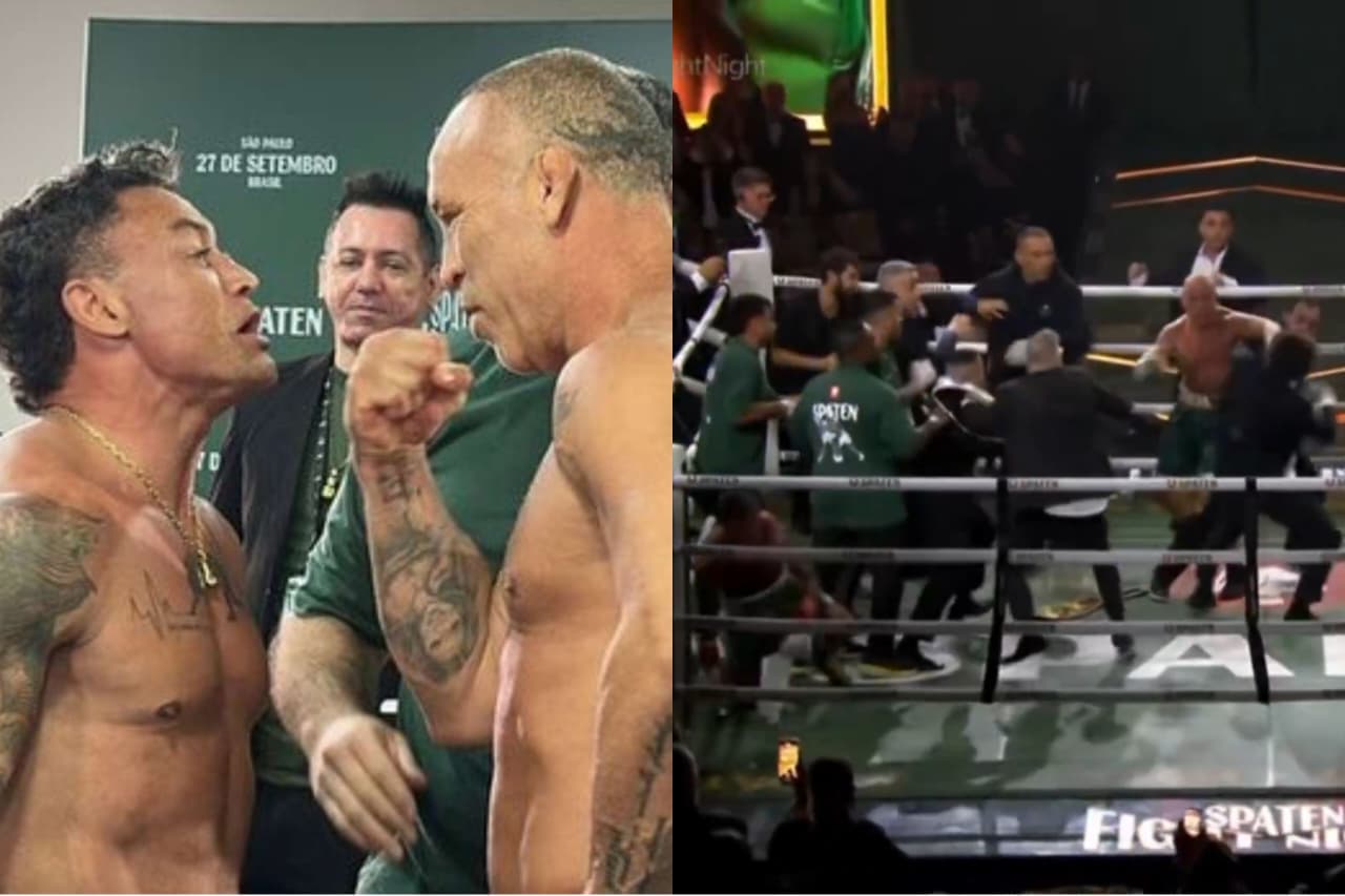 VÍDEO: Luta entre Popó e Wanderlei Silva termina em briga generalizada e nocaute inesperado; entenda