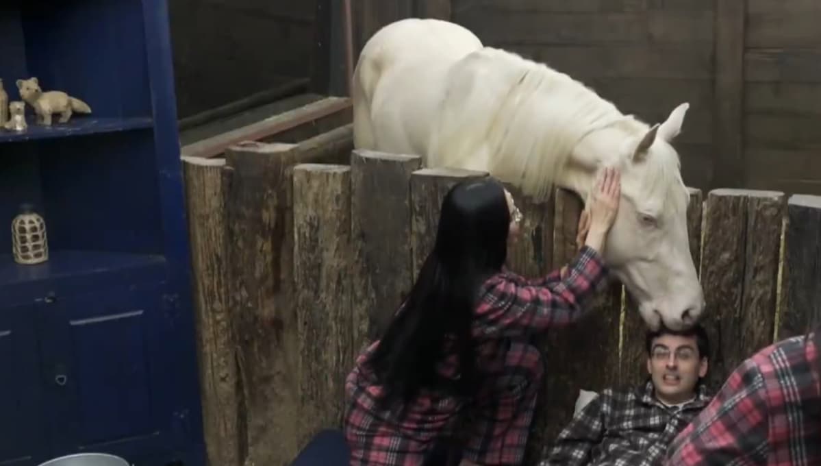 Veja momento em que cavalo morde cabeça de Dudu Camargo em ‘A Fazenda’
