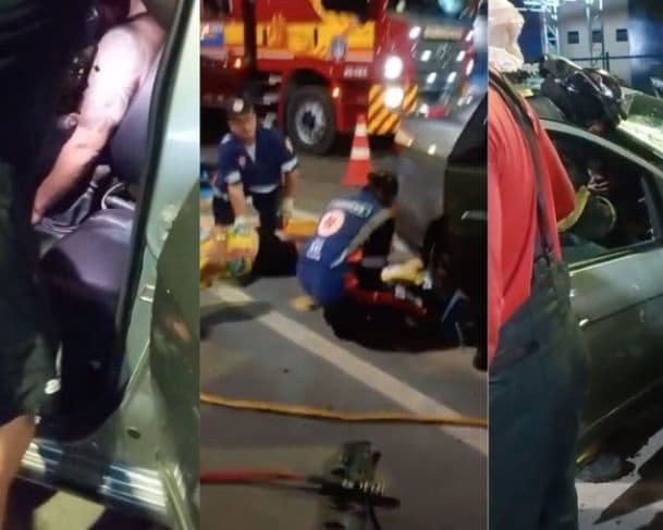 Acidente grave no Viaduto Rei Pelé deixa três feridos