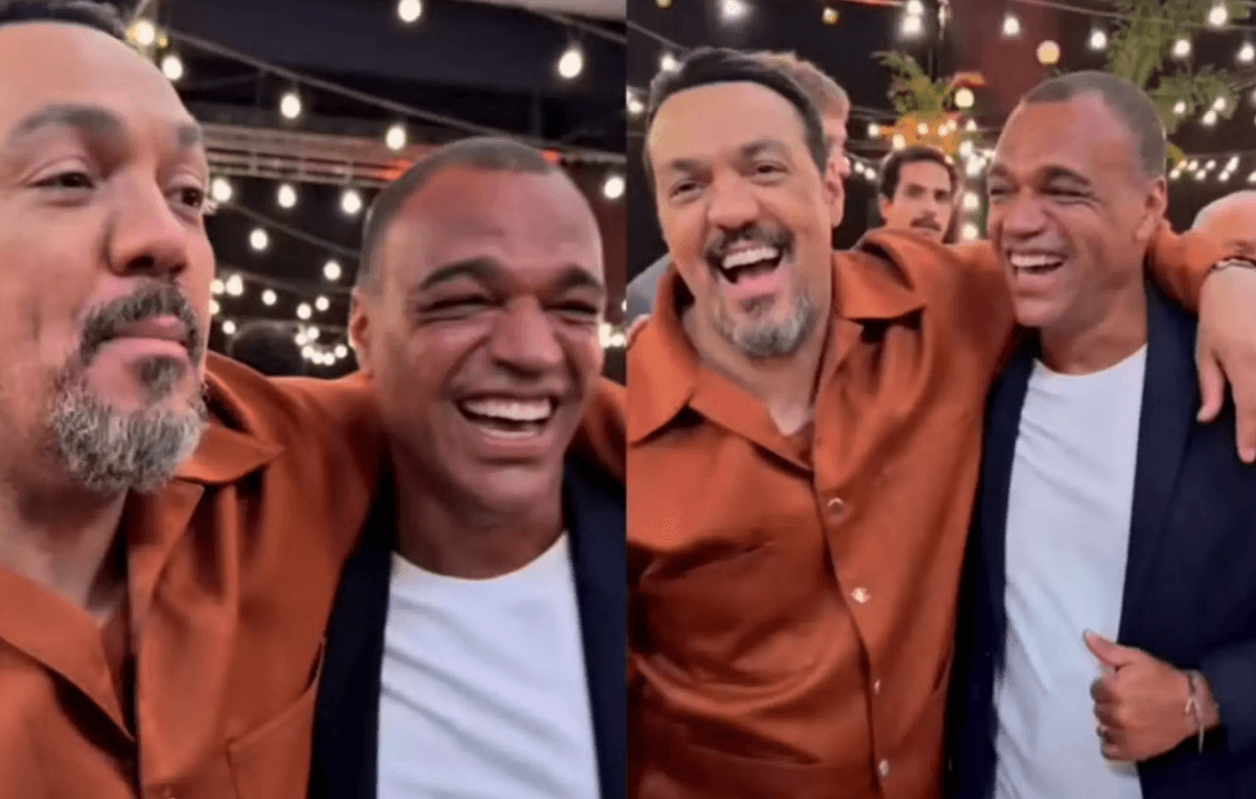 Belo e Denílson aparecem juntos e celebram reconciliação em vinheta da Globo