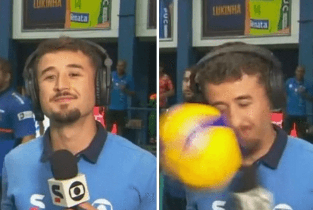 Bolada ao vivo! Repórter é atingido por bola em transmissão da Superliga