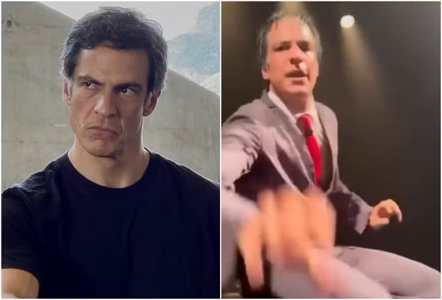 POLÊMICA! Mateus Solano dá tapa em celular de fã ao ser filmado em peça