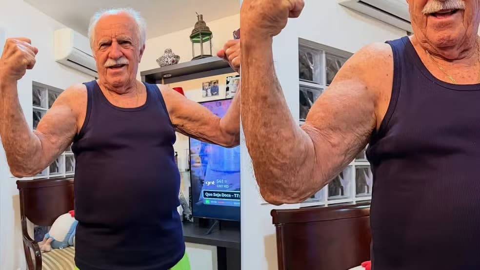 Aos 92 anos, Ary Fontoura exibe músculos e recebe elogios nas redes sociais