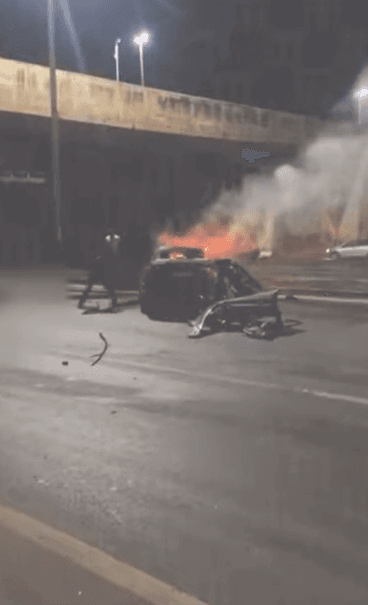 Carro pega fogo após batida e sargento da PM morre no DF