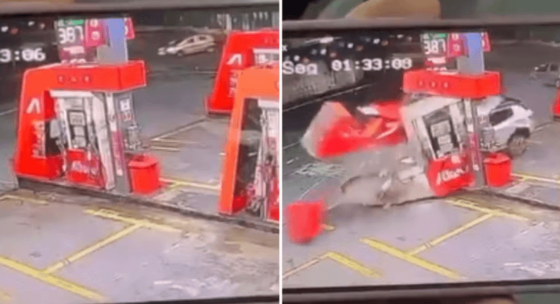 VÍDEO: Carro invade posto de combustíveis e destrói bomba em SP