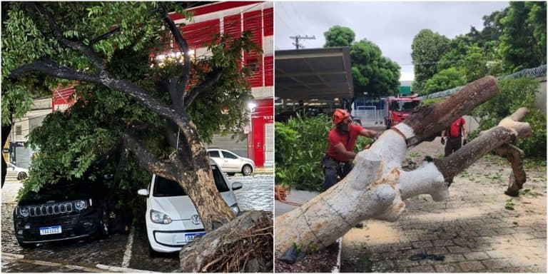 Corpo de Bombeiros atendeu 45 ocorrências após forte chuva em Manaus