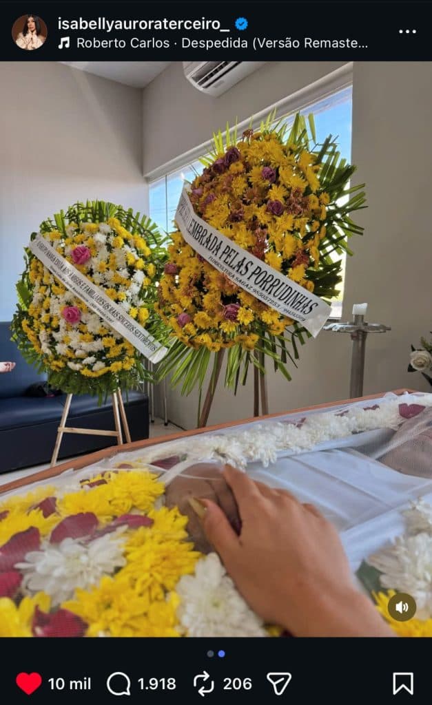 Isabelly Aurora convida seguidores para velório da mãe em funerária de Manaus