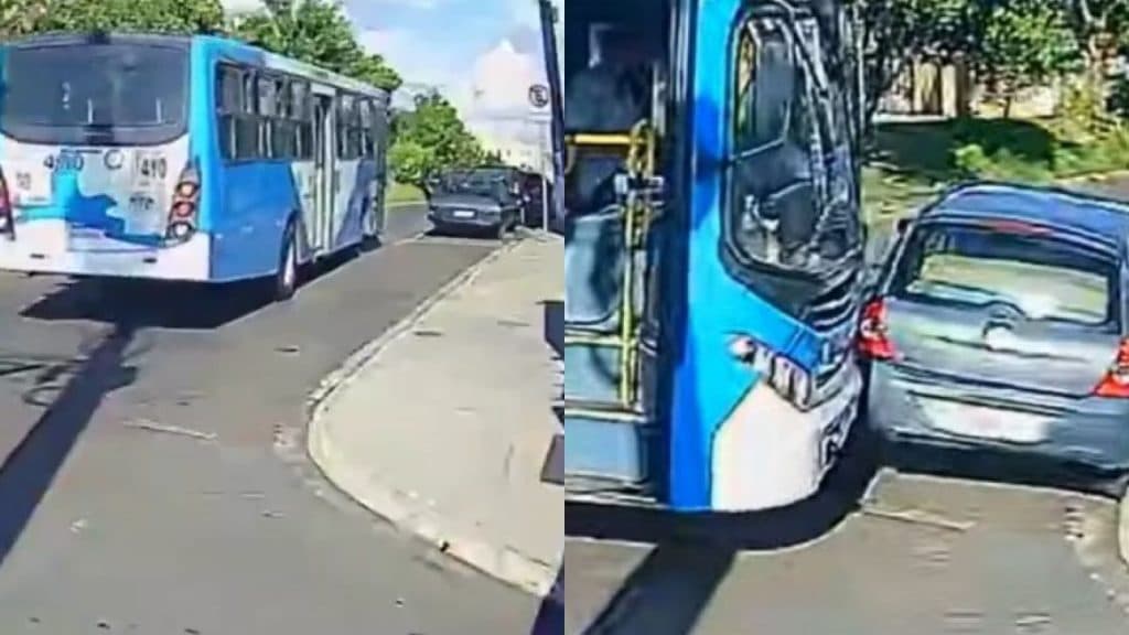 Discussão no trânsito termina com ônibus arrastando carro em Campinas