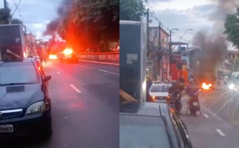 Manifestação na Compensa assusta motoristas e bloqueia vias da região